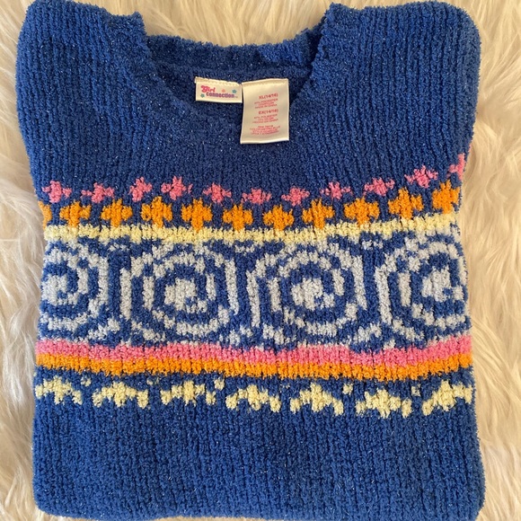 🍒BLUE MULTICOLOR SWEATER SIZE SMALL - Picture 2 of 4